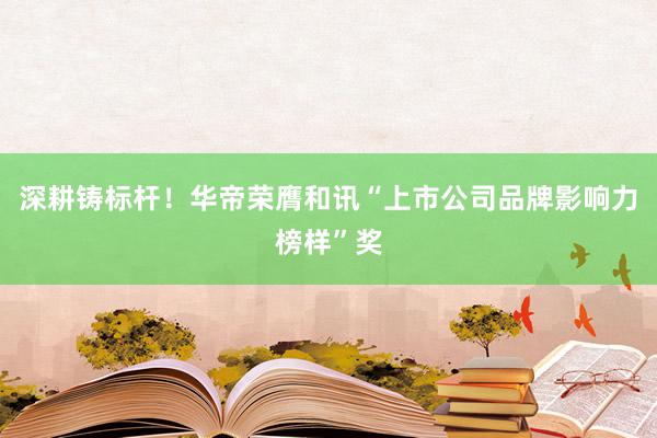 深耕铸标杆！华帝荣膺和讯“上市公司品牌影响力榜样”奖